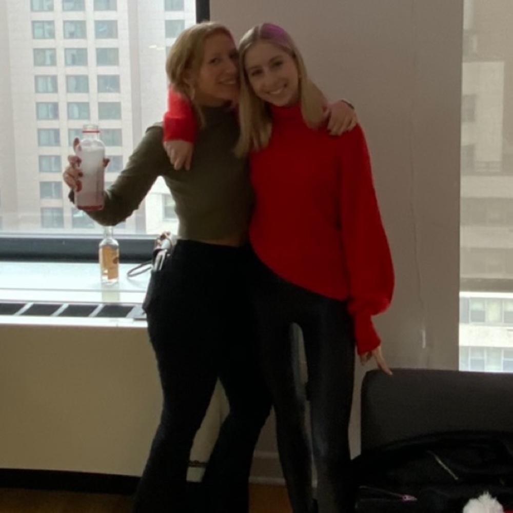 Red turtleneck sweater